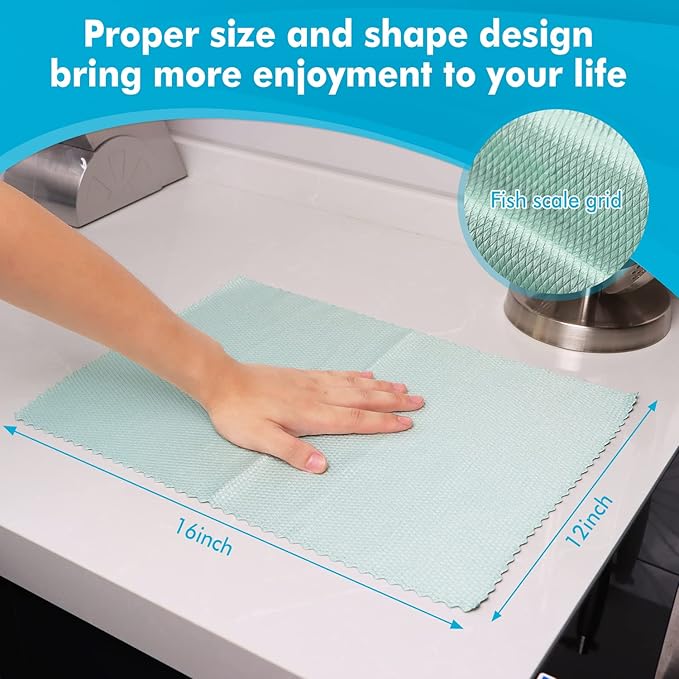 Easy Clean Fish Scale Nanoscale Dish Cloths,Streak Free Miracle Microfiber Cleaning Cloths for Kitchen,Counter,Washing Dish,Window,Mirror,Glass Lint Free Polishing Rag,All-Purpose,Reusable,Pack of 24-DeskLoop Office