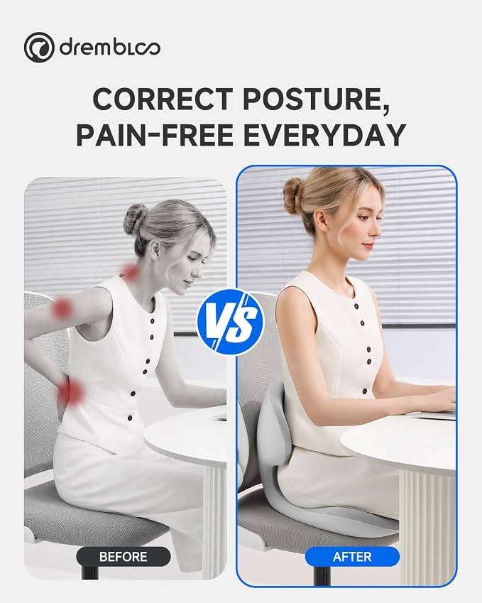 Seat Cushion for Office Chair, Lumbar Support Pillow for Car, Premium Memory - Image 9