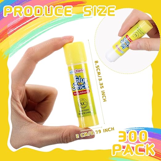 300 Pcs White Glue Stick Washable Glue Stick for Crafts Home School Classroom Students Teachers Employees Scrapbooking Crafting Supplies, 0.32 Ounce-DeskLoop Office