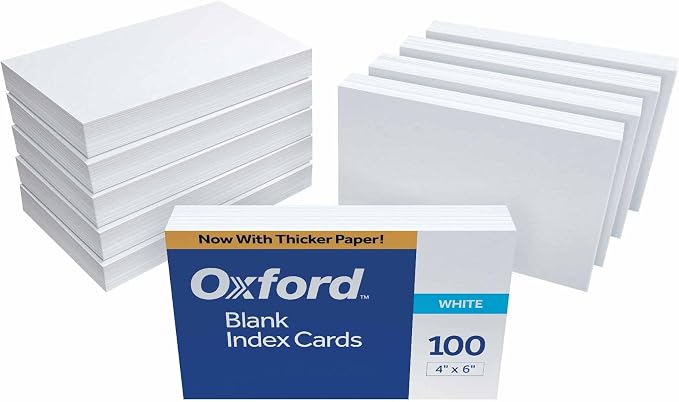 Oxford Blank Index Cards, 4 x 6 Inches, 60 Packs of 100 by Oxford