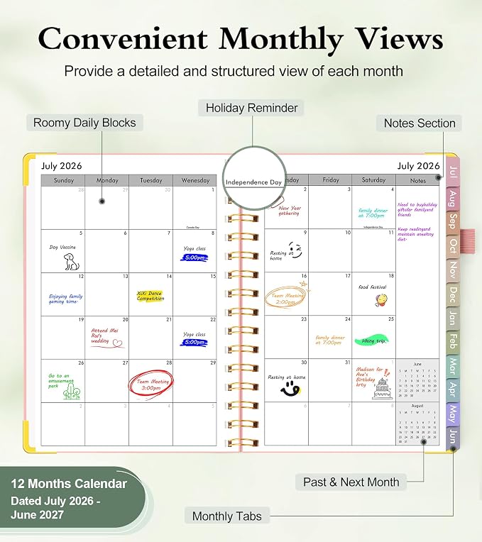 Academic Planner 2026-2027, Hardcover Weekly and Monthly Calendar Planner from - Image 2