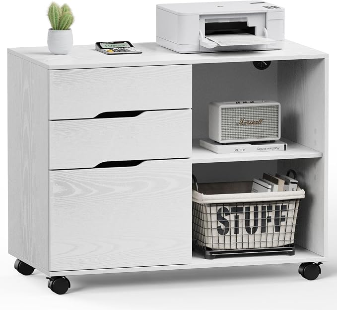 DUMOS File Cabinet with 3 Drawers, Wood Under Desk Storage Printer Stand | by DumosLifestyle