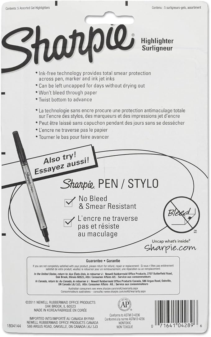 Sharpie Gel Highlighters, Smear-Resistant, Bullet Tip, Won't Dry Out - Image 2