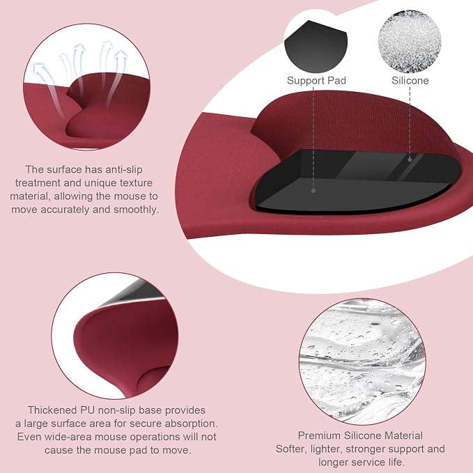 MOSISO Wrist Rest Support for Mouse Pad&Keyboard Set, Circle Curved Ergonomic - Image 2