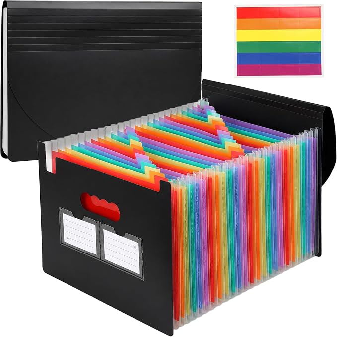 25 Pockets Accordion File Organizer, Portable Expanding File Folder by Respleiej