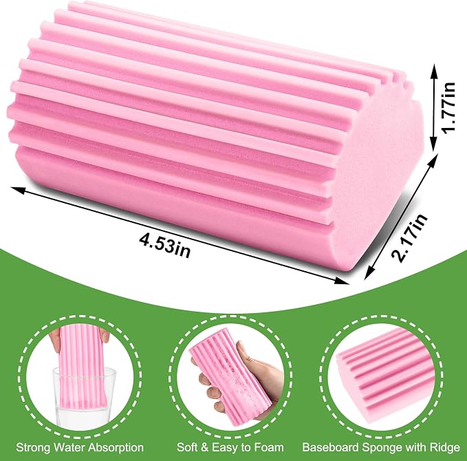 Jeymei 4-Pack Damp Clean Duster Sponge, Duster Baseboard Cleaner Sponge - Image 2