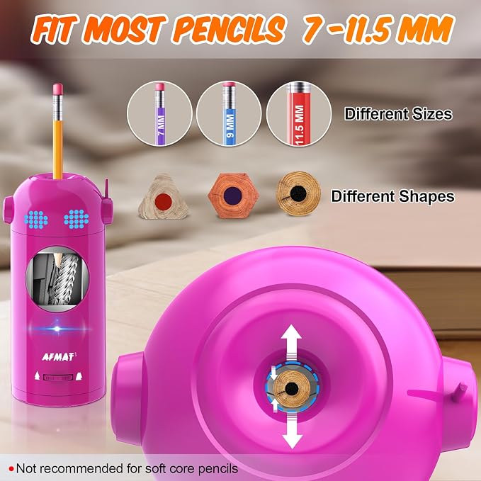 AFMAT Electric Pencil Sharpener, Fully Automatic Colored Pencil Sharpener - Image 3