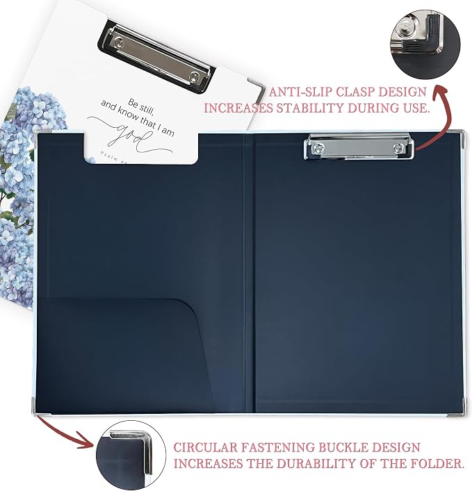 Christian Blue Hydrangeas Clipboard, Be Still and Know that I Am God Bible - Image 4