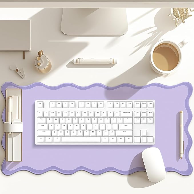 Hahafelt Scalloped Desk Mat Large Desk Pad Cute Coquette Table Mat Back to - Image 6