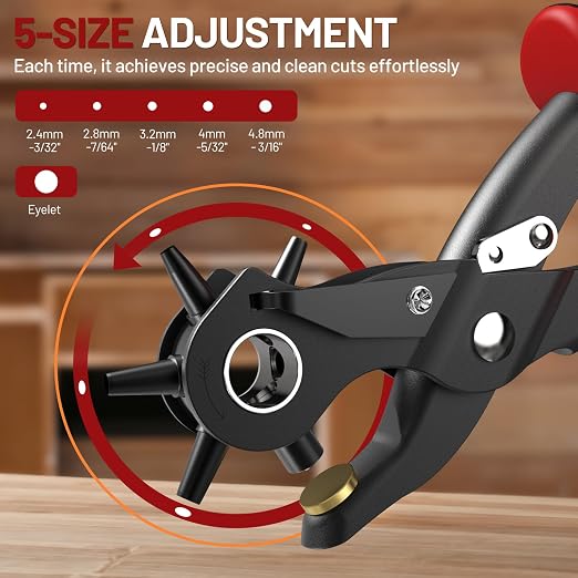 2 in 1 Leather Hole Punch, 3/16" 4.5mm Revolving Hole Puncher - Image 2