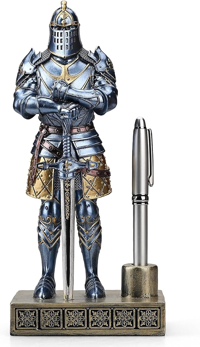 Amoysanli Knight Pen Stand Decoration Resin Pen Holder Art Craft Paperweight by Amoysanli