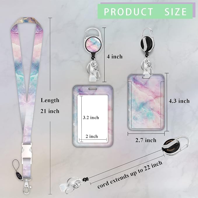 ID Badge Holder with Lanyard, Retractable ID Badge Card Holders Detachable Neck - Image 3