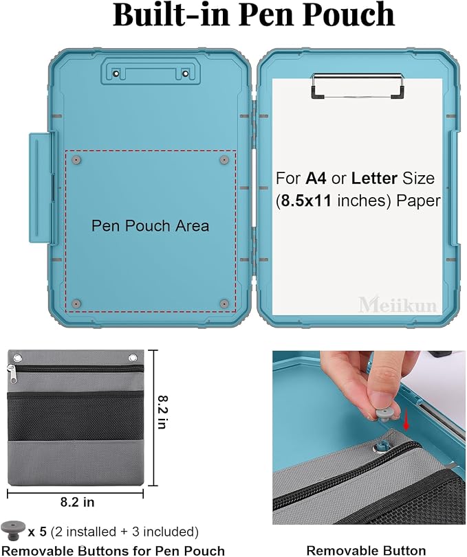 Meiikun Clipboard with Storage, Rugged Shockproof Protective, Internal Pen - Image 3