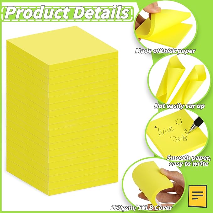 60Pack Yellow Sticky Notes 3x3, Self-Stick Pads, Self-Stick Pads 75 Sheets/Pad - Image 3