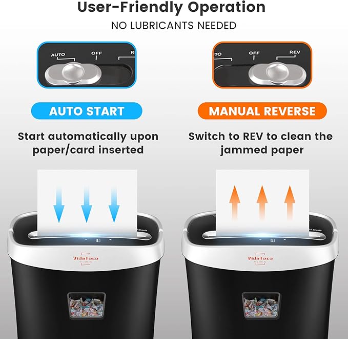 Paper Shredder for Home Office Heavy Duty with 60 Mins Running with US Patented Cutter,Shred CD/Card with Extra Large Bin,AUTO Jam Proof(ETL) (10-Sheet Micro-Cut)-DeskLoop Office