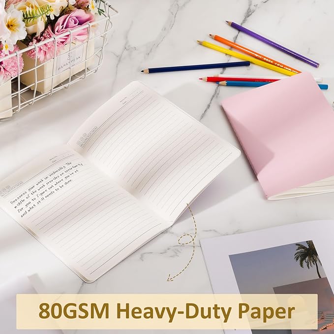 Ddaowanx 48 Pack Colorful Lined Notebooks, Journals in Bulk, 72 Pages, 36 Sheets,8.3x5.5 Inch, A5 Size, Travel Writing Notebooks Journal for Office School Supplie(Lined-48pack, 8 Colors)-DeskLoop Office