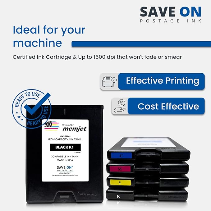 Save On Postage Ink, (2-Pack Memjet Ink Cartridge Compatible Astro 123-2413 | Memjet Ink Compatible HI-Cap Cyan Ink Tank for AstroJet M1 M2 S1 and M1DX | 2 Pack-DeskLoop Office