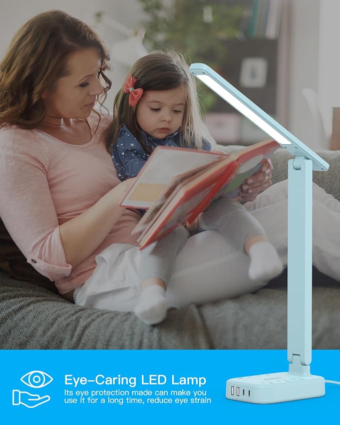 One Beat LED Small Desk Lamp Power Strip 5ft Extension Cord, 3 Outlets - Image 6