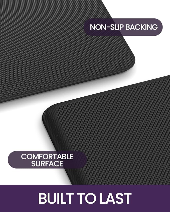 DEXI Kitchen Mat Cushioned Anti Fatigue, Non Slip Waterproof Comfort Standing Floor Rug for Kitchen, Office, Sink, Laundry, 39x20, Black-DeskLoop Office