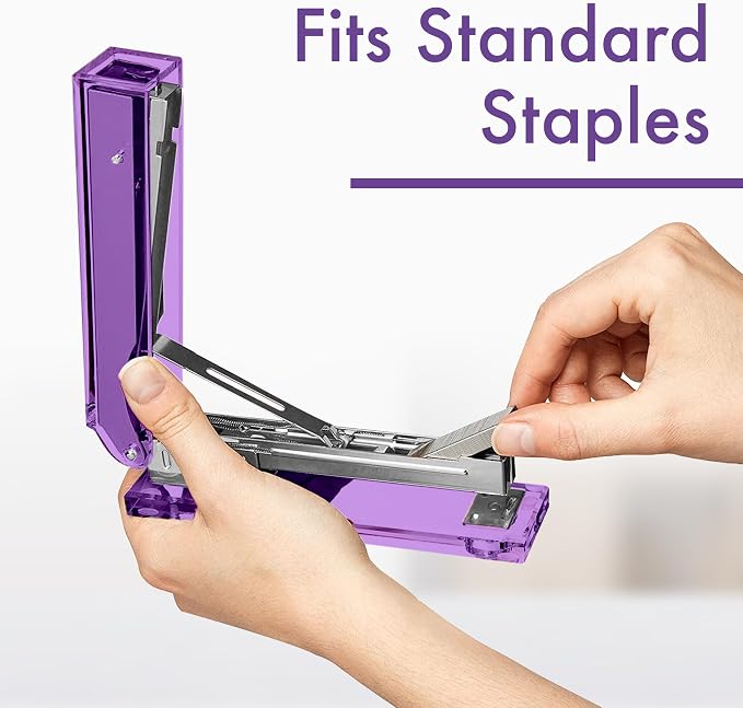 OfficeGoods Acrylic Stapler – Aesthetic & Durable Purple Desk Staple - Image 3