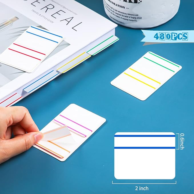 Tenare 480 Pieces 2 Inch Sticky Tabs Adhesive Flag Index Writable and - Image 2