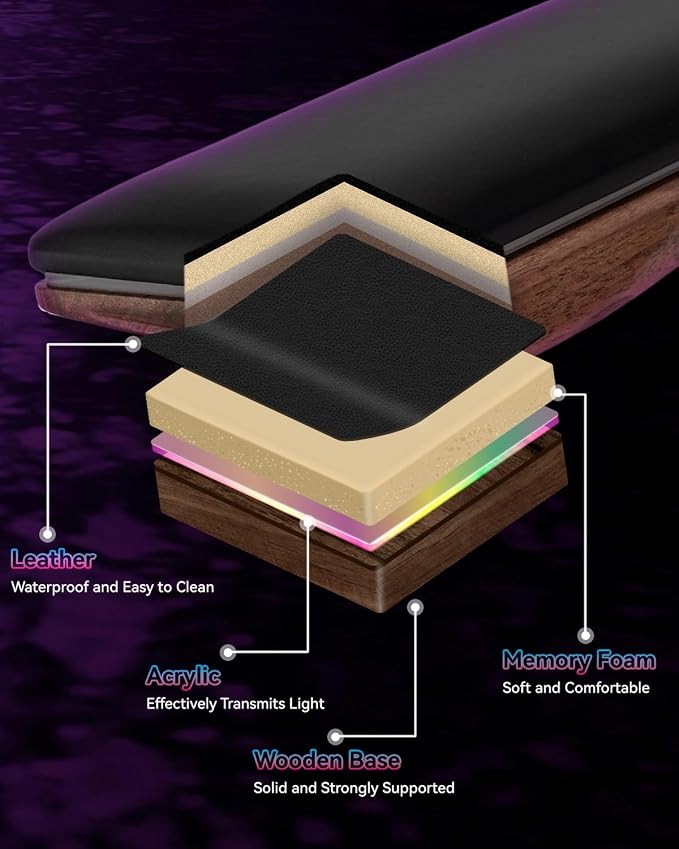 ASFSKY RGB Keyboard Wrist Rest, Ergonomic Wooden Wrist Support - Image 5