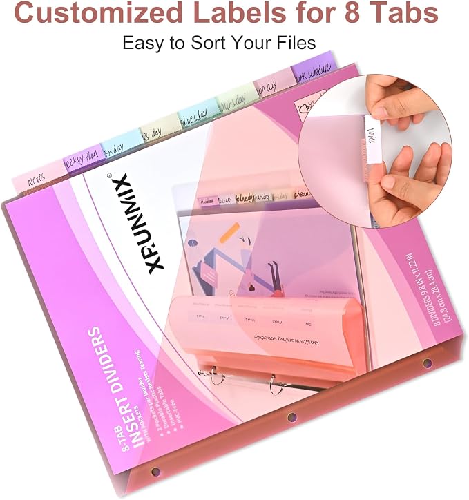 8-Tab Binder Dividers with 2 Pockets, Index Pockets - Image 3