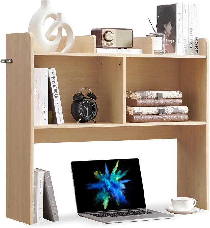 Nromant Desktop Bookshelf, Wooden Desk Storage Hutch by Nromant
