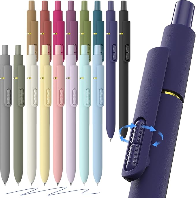 Blue Gel Pens - 16Pcs Blue Ink Pens 0.7mm Medium Point | Smooth Writing - Quick by JIMMIDDA