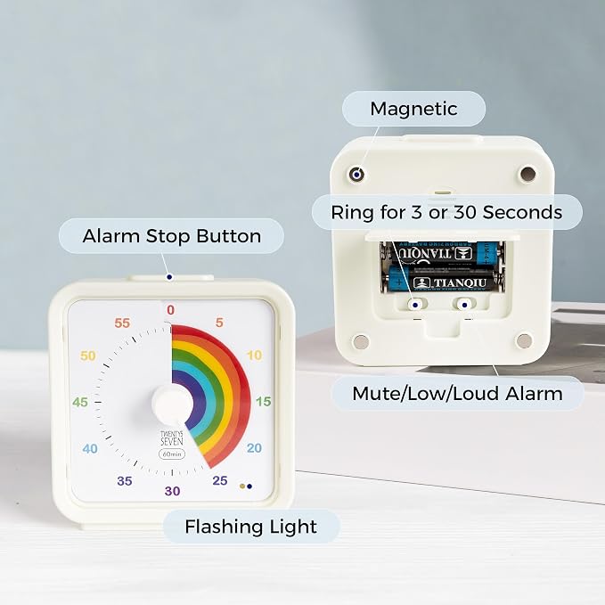 TWENTY5 SEVEN Countdown Timer, 60 Minute 1 Hour Silent Visual Timer, Magnetic - Image 3