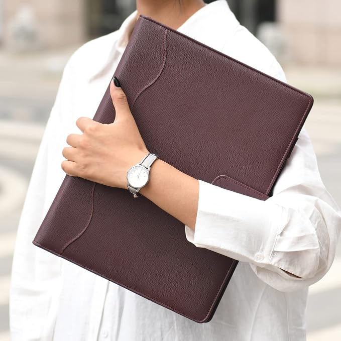 Wonderpool A4 PU Leather 3 & 4 Ring Holder Writing Portfolio Multi Document Case - Image 3