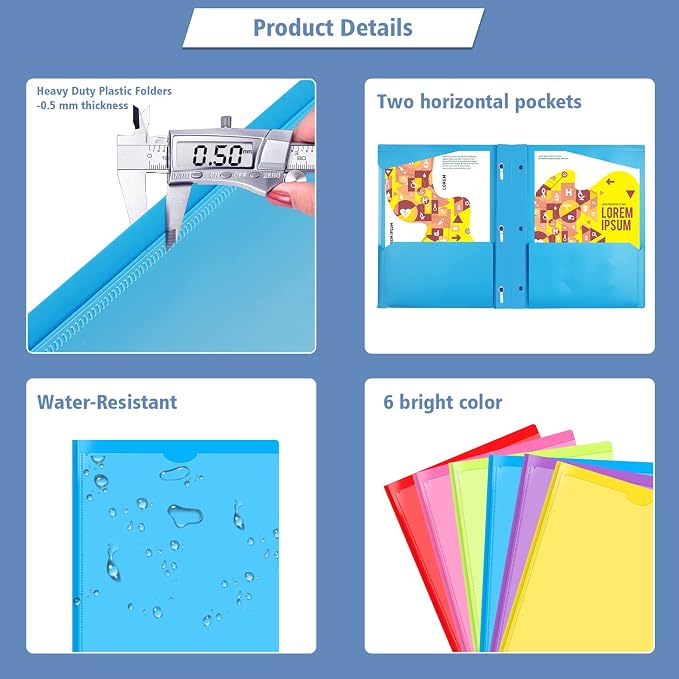 INFUN Heavy Duty Plastic Pocket Folder - Image 3