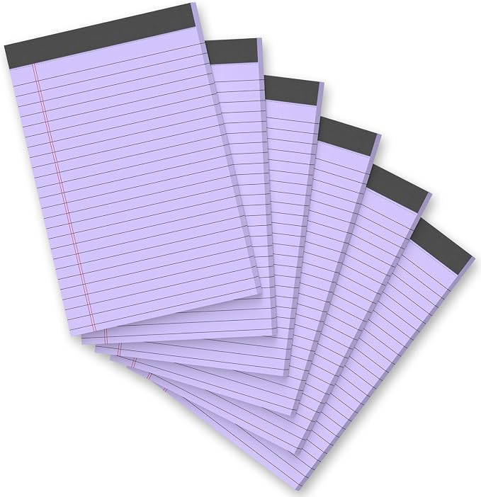 6 Pack 5 x 8 Inch Purple Legal Pads, Double-Sided Lined Notepads by Unknown