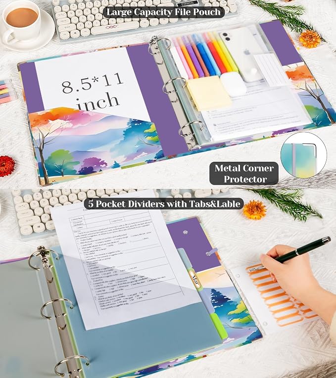 3 Ring Binder 2 Inch for 8.5"x11" Paper, Three Ring Binders - Image 3