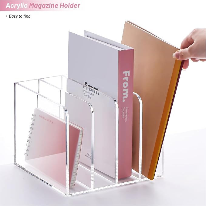 YUXUN Acrylic Magazine Holder, Book Storage-Office/Home/Classroom Organization - Image 6