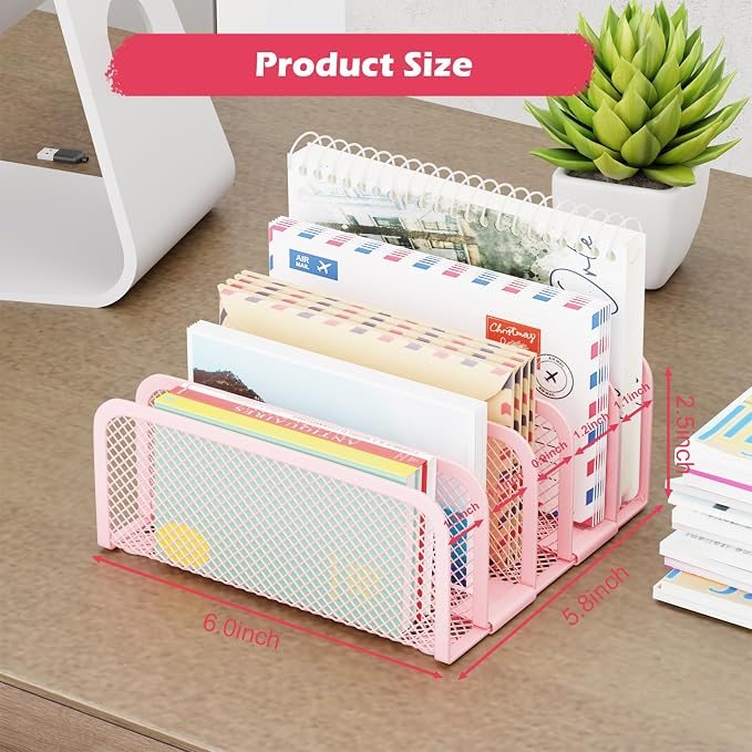 Mail Organizer Countertop, Metal File Holder - Image 2