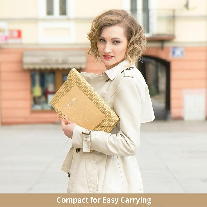 Lined Spiral Notebook College Ruled A5 Journal Book for Note Taking, 160 Pages Writing Journal for Office and Home School Supplies 5.75x8.125 inch - Khaki-DeskLoop Office