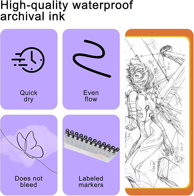 EYEYE Micro Fineliner Pens, Black Drawing Art Pens,12 Archival Pen Waterproof Ink Set Artist Supplies Archival Inking Markers Sketch Outline Pen, Precision Drawing and Sketching Kit-DeskLoop Office