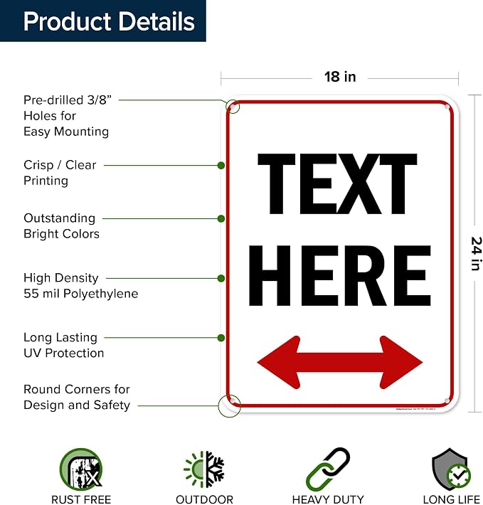 Custom Arrow, Custom Directional Sign, Two Way Arrow, 18x24 Inches, 55 mil - Image 6