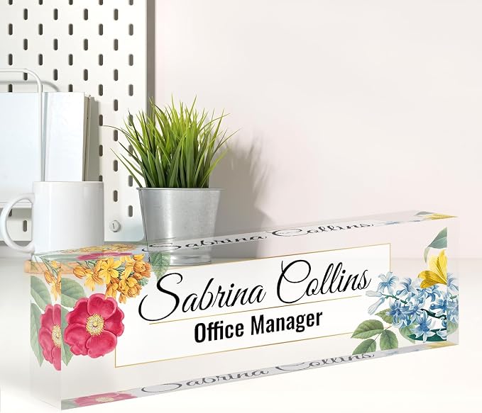 Name Plate for Desk, Desk Name Plate Personalized, Acrylic Desktop Accessories by Spricoz