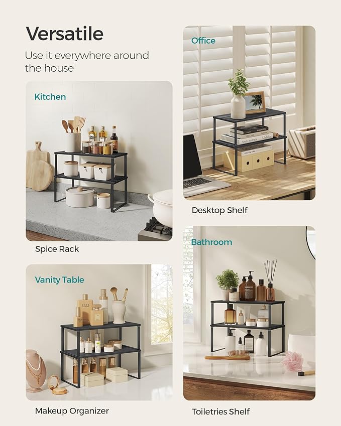 SONGMICS Cabinet Organizer Shelf, Kitchen Storage, Spice Rack, Expandable - Image 5