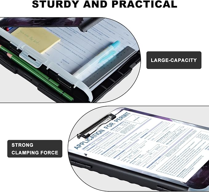 Clipboard with Storage, Storage Clipboard with Pen Holder, Heavy Duty Plastic - Image 3
