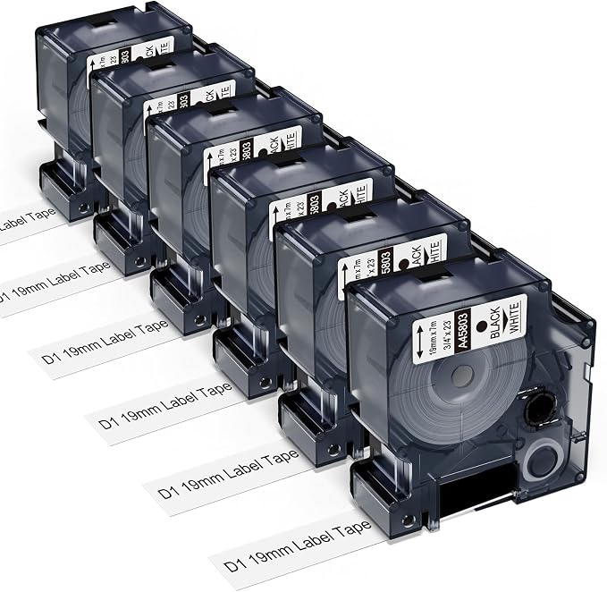 6-Pack Replace for Dymo D1 Label Maker Refills 3/4 Inch x 23 Ft White 45803 | by Freshworld