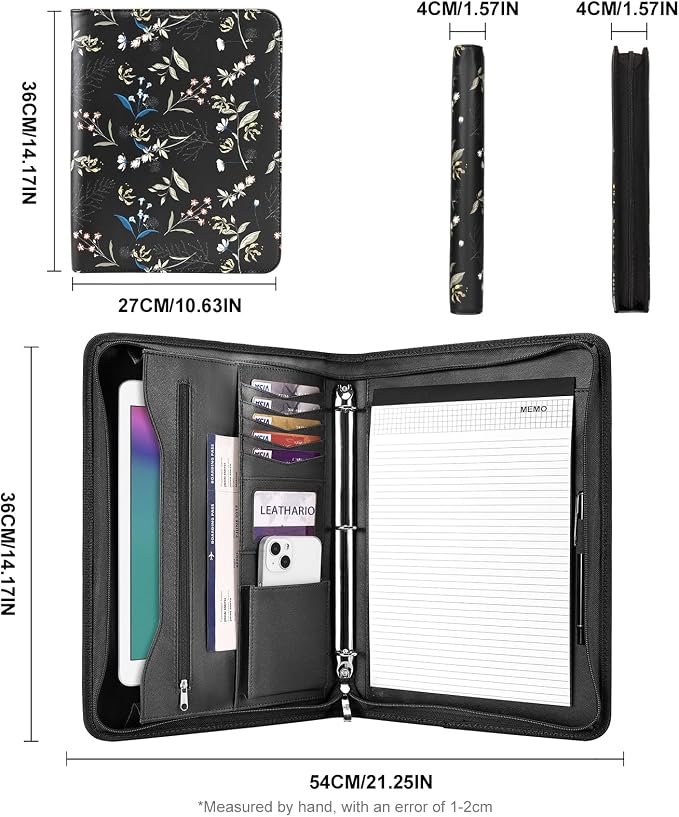 Leathario Portfolio Binder, Includes 5 Folder Index Dividers and 3 Notepads - Image 2