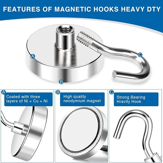 LOVIMAG Magnetic Hooks, 170lbs+ Strong Magnetic Hooks - Image 4
