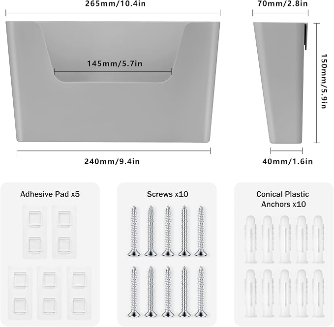 JOMOLA No Drilling File Holder 5 Pack Mail Organizer Wall Mount File Organizer - Image 2