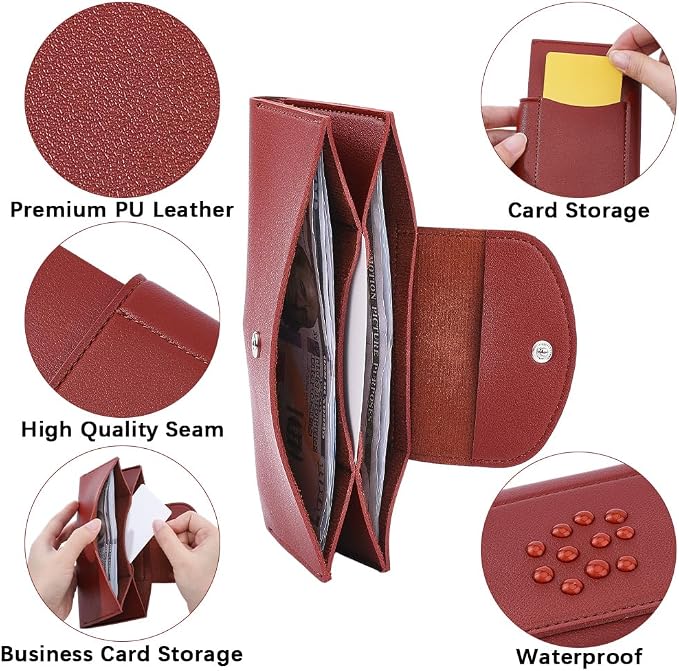 Brown PU Leather Cash Wallet Envelope All in One Long Bifold 2 Tier Reusable - Image 6