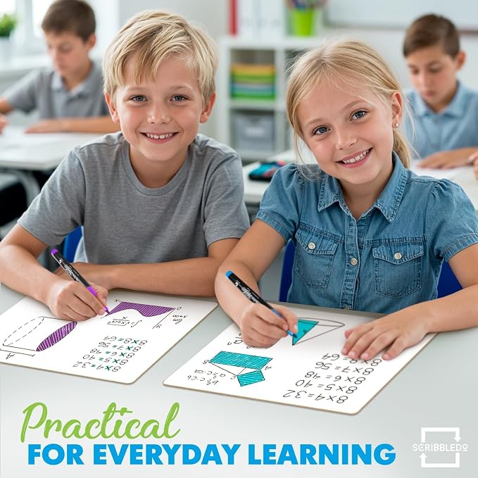 Scribbledo Small Dry Erase Whiteboard 24 Pc Value Set, Double Sided 9x12 | - Image 4