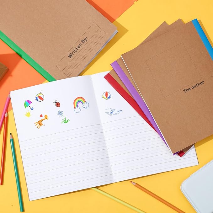 Henoyso 10 Pcs Primary Composition Notebook 9 3/4 x 7 1/2 Inch Kids Journal, Back to School Supplies, K-2 Primary Writing Notebook for Kids Student Draw and Write Story Journal (Fresh Color)-DeskLoop Office