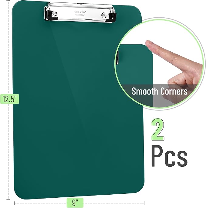 Mr. Pen- Plastic Clipboard, 12.5" x 9", 2 Pack, Clipboard Plastic | Low-Profile - Image 2